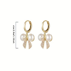 Bow Pearl Earrings Sweet Ear Jewelry