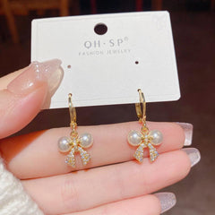 Bow Pearl Earrings Sweet Ear Jewelry