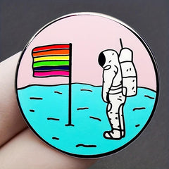Rainbow Flag Astronaut Pin EQUALITY Letter Brooch