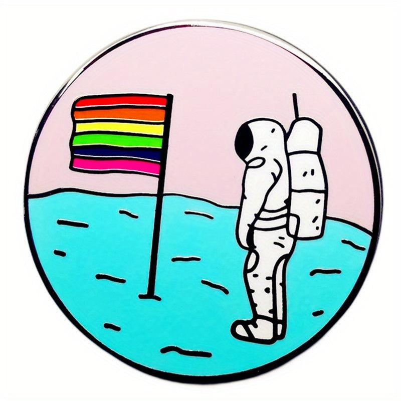 Rainbow Flag Astronaut Pin EQUALITY Letter Brooch