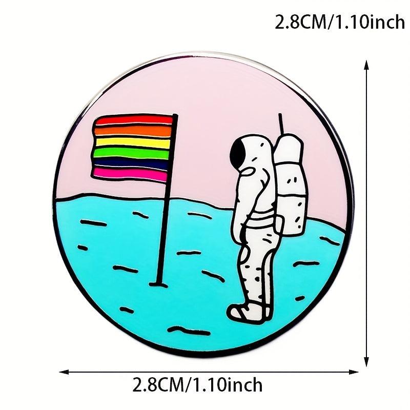 Rainbow Flag Astronaut Pin EQUALITY Letter Brooch