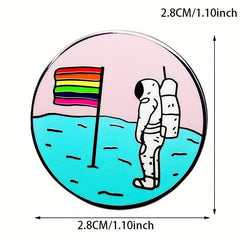 Rainbow Flag Astronaut Pin EQUALITY Letter Brooch