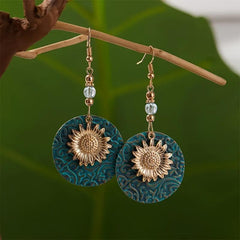 Vintage Boho Sunflower Drop Earrings