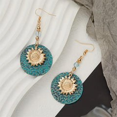 Vintage Boho Sunflower Drop Earrings