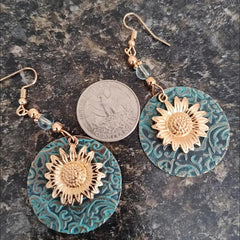 Vintage Boho Sunflower Drop Earrings