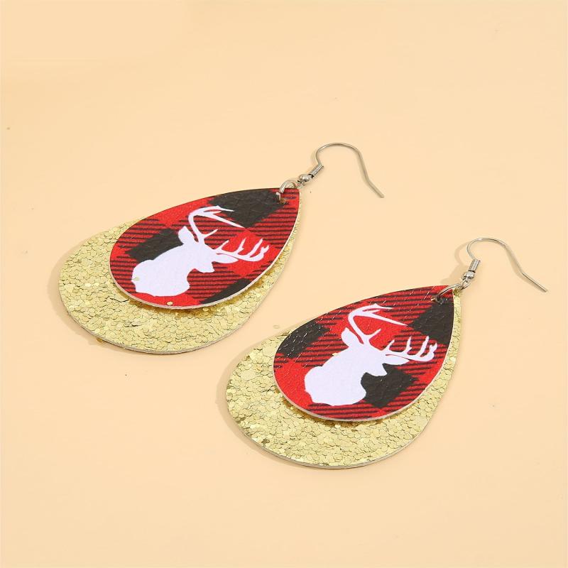 Christmas Elk Teardrop Earrings Women Holiday Jewelry