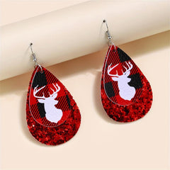 Christmas Elk Teardrop Earrings Women Holiday Jewelry