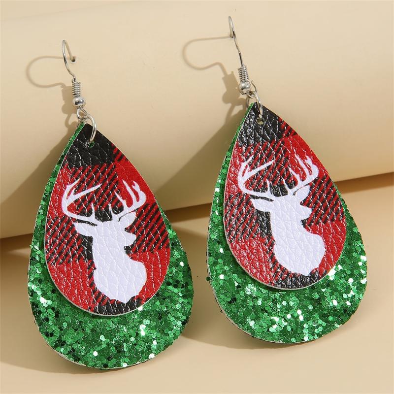 Christmas Elk Teardrop Earrings Women Holiday Jewelry