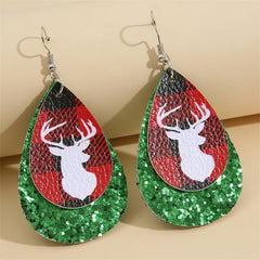 Christmas Elk Teardrop Earrings Women Holiday Jewelry
