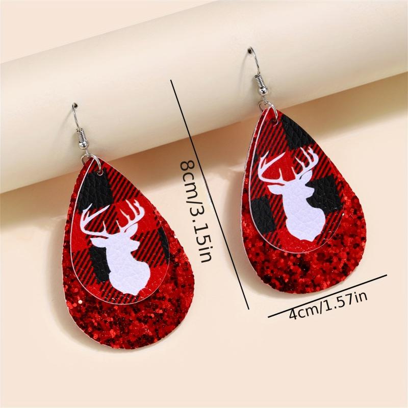 Christmas Elk Teardrop Earrings Women Holiday Jewelry