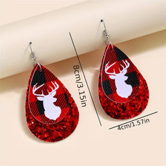 Christmas Elk Teardrop Earrings Women Holiday Jewelry