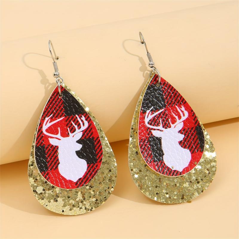 Christmas Elk Teardrop Earrings Women Holiday Jewelry