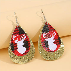 Christmas Elk Teardrop Earrings Women Holiday Jewelry