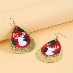Christmas Elk Teardrop Earrings Women Holiday Jewelry