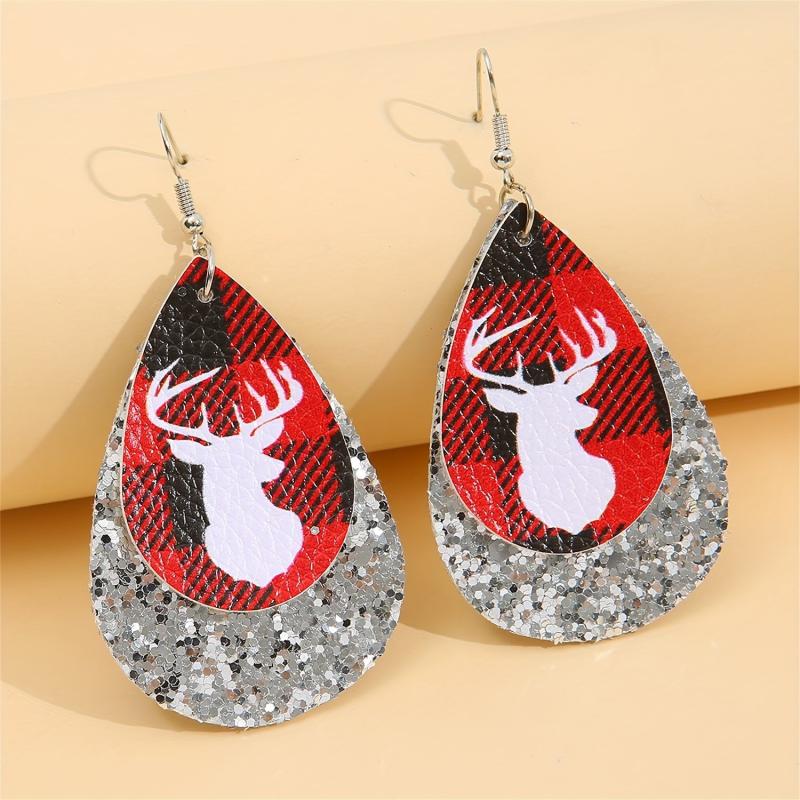 Christmas Elk Teardrop Earrings Women Holiday Jewelry