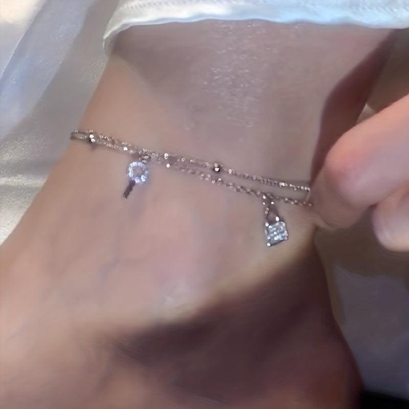 Double Layer Lock Anklet High End Foot Jewelry