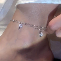 Double Layer Lock Anklet High End Foot Jewelry