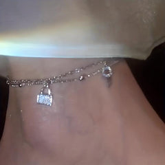 Double Layer Lock Anklet High End Foot Jewelry
