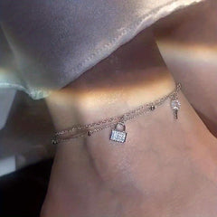 Double Layer Lock Anklet High End Foot Jewelry