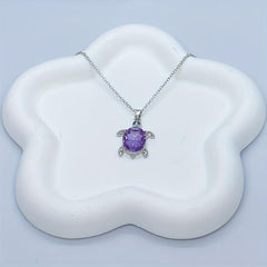 Cartoon Turtle Crystal Love Pendant Necklace Animal Jewelry