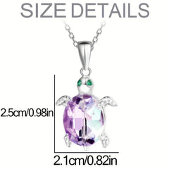 Cartoon Turtle Crystal Love Pendant Necklace Animal Jewelry