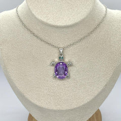 Cartoon Turtle Crystal Love Pendant Necklace Animal Jewelry
