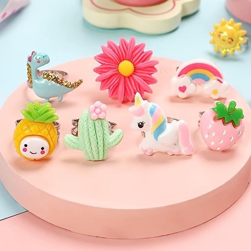 24 Lovely Jewel Rings in Box for Girls