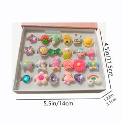 24 Lovely Jewel Rings in Box for Girls