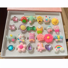 24 Lovely Jewel Rings in Box for Girls