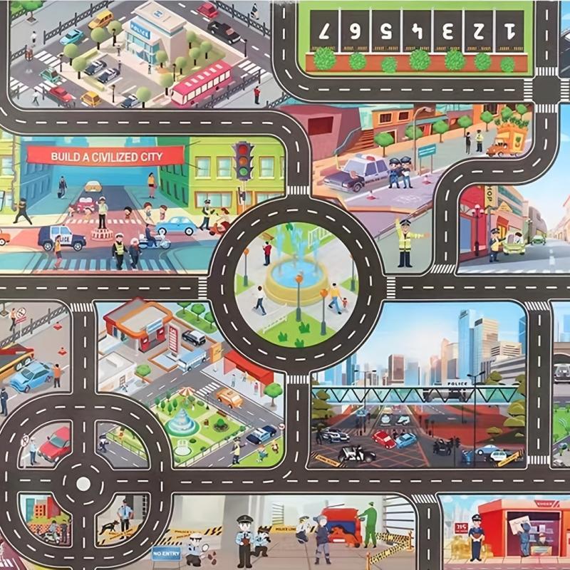 Christmas Toys Game Mat Play House Traffic Road Signs Car Model Parking