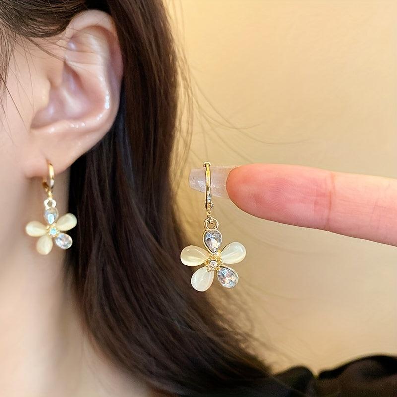 Opal Stone Flower Earrings Women's Earrings Anniversary Gift