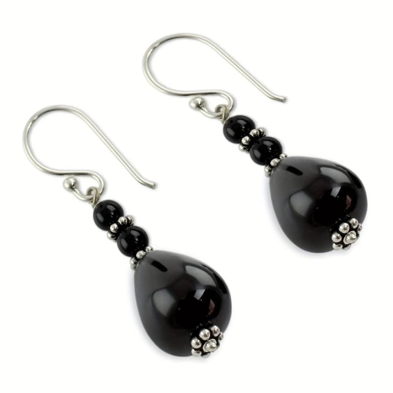 Vintage Stone Water Drop Pendant Earrings