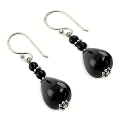 Vintage Stone Water Drop Pendant Earrings