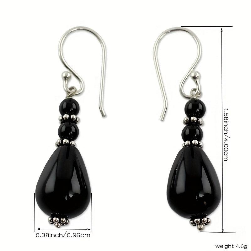 Vintage Stone Water Drop Pendant Earrings