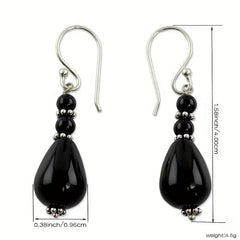 Vintage Stone Water Drop Pendant Earrings