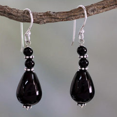Vintage Stone Water Drop Pendant Earrings