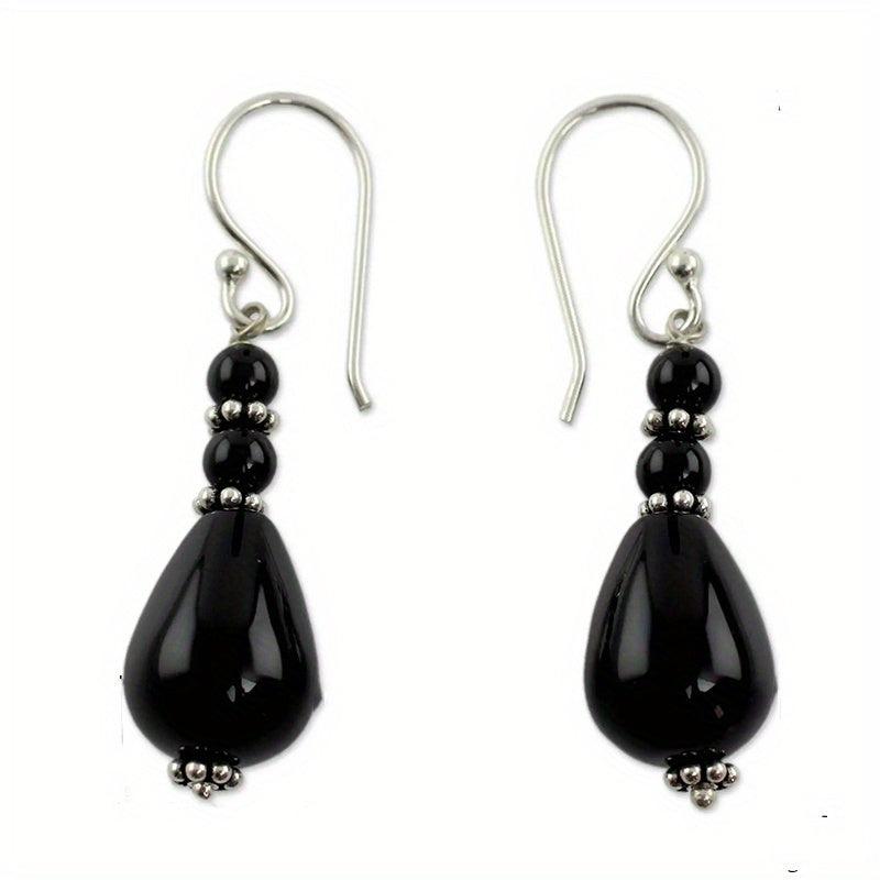 Vintage Stone Water Drop Pendant Earrings