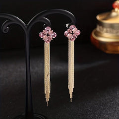 Crystal Tassel Earrings Versatile Long Stud Earrings