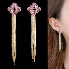 Crystal Tassel Earrings Versatile Long Stud Earrings