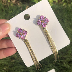 Crystal Tassel Earrings Versatile Long Stud Earrings