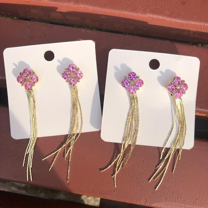 Crystal Tassel Earrings Versatile Long Stud Earrings
