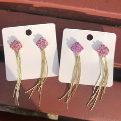 Crystal Tassel Earrings Versatile Long Stud Earrings