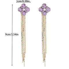 Crystal Tassel Earrings Versatile Long Stud Earrings