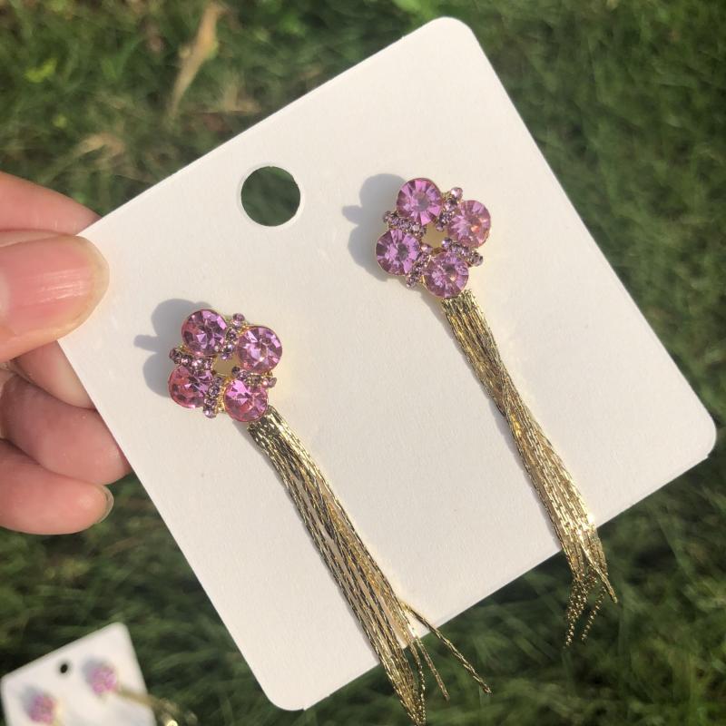 Crystal Tassel Earrings Versatile Long Stud Earrings