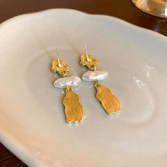 Baroque Faux Pearl Irregular Earrings Retro Ear Studs