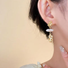 Baroque Faux Pearl Irregular Earrings Retro Ear Studs
