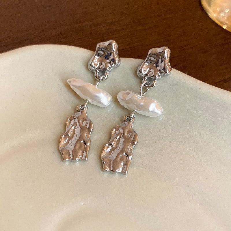 Baroque Faux Pearl Irregular Earrings Retro Ear Studs