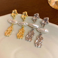 Baroque Faux Pearl Irregular Earrings Retro Ear Studs