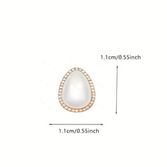 French Baroque Water Drop Shape Diamond Pearl Stud Earrings