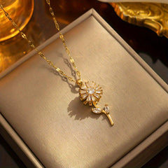 Rotatable Sunflower Necklace Birthday Gift